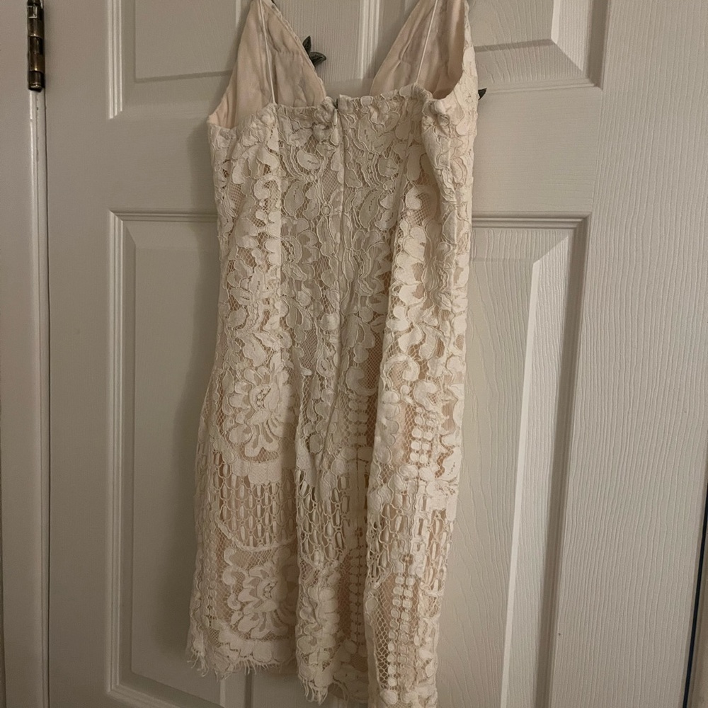 Banana Republic Cream Lace Dress with Red Floral Embroidery - Picture 3 of 5